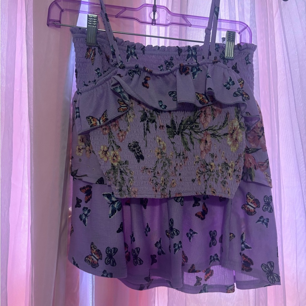 Floral Butterfly Print Purple set